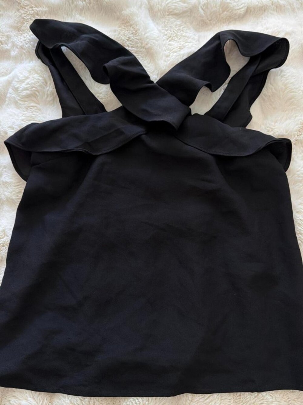 Banana Republic Black Ruffle Top with Tie Back